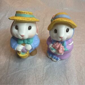 Hallmark Charming Bunny Salt and Pepper shaker Set - Blue and Purple